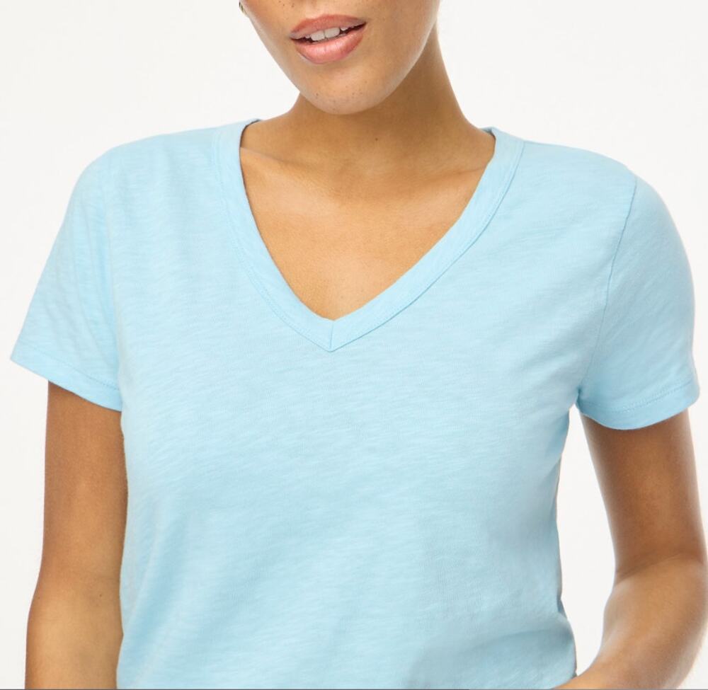 J.Crew Short-sleeve V-neck Girlfriend Tee Womens 2XL Crisp Sky Cotton Loose Fit